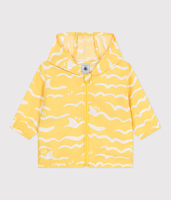 Giacca a vento anti-UV in poliestere con stampa squali neonato giallo ORGE/bianco MARSHMALLOW