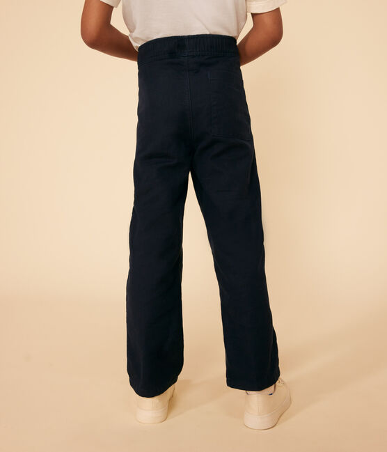 Pantalone bambino in tela di cotone blu SMOKING