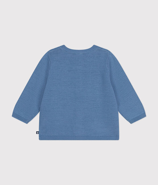 Cardigan bebè in tricot di cotone traforato blu BEACH