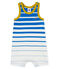 Tutina corta neonato in jersey leggero a righe piazzate blu/bianco