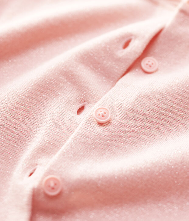 Cardigan bambina in cotone rosa/grigio