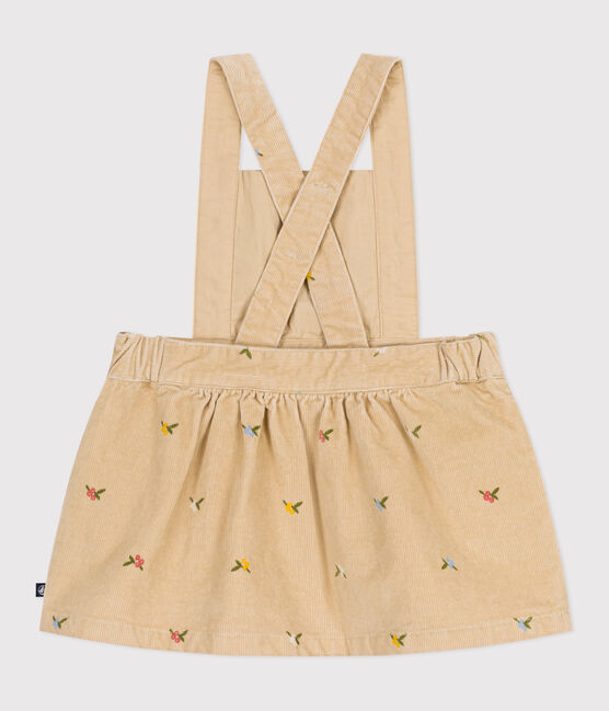 Abito in velluto a costine con fiori ricamati neonata beige CAJOU/ MULTICO