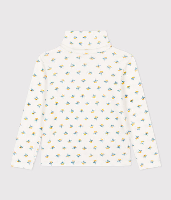 Dolcevita fantasia a fiori in cotone bambina bianco MARSHMALLOW/bianco MULTICO