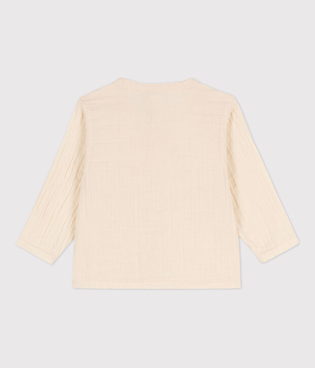 Camicetta beb&egrave; in garza di cotone ecru
