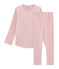 Pigiama bambina a costine rosa CHARME/bianco MARSHMALLOW