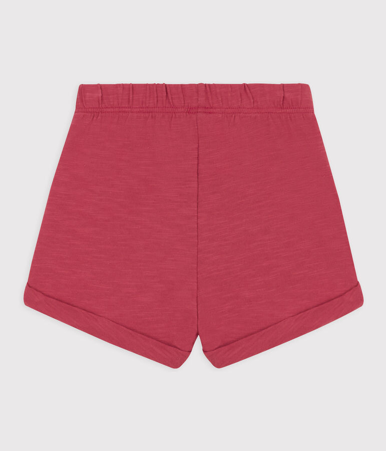 Shorts beb&egrave; in jersey fiammato tinta unita rosa