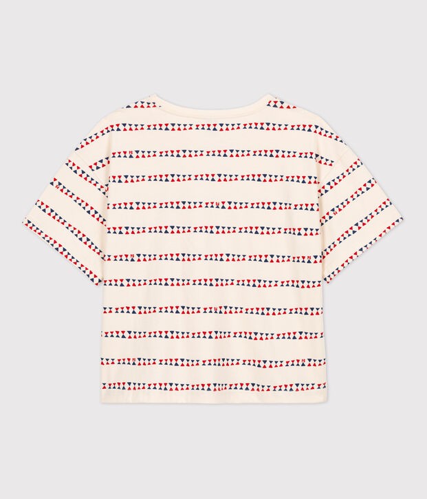 T-shirt LE BOXY in cotone donna ecru/rosso/multicolore