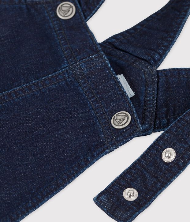 Abito salopette in denim bambina blu