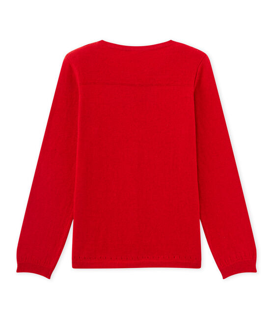 Cardigan bambina in lana e cotone rosso FROUFROU