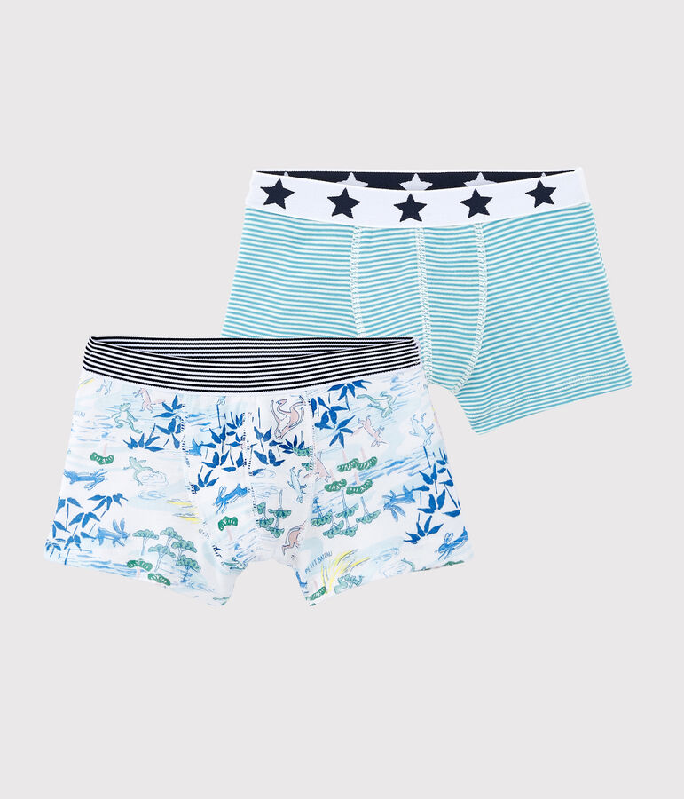 Confezione da 2 boxer verdi bambino in cotone e Lyocell multicolore