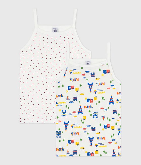 Set di canotte con spalline in cotone con stampa Parigi bambina variante 1