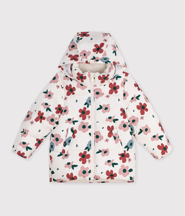 Piumino bambino a fiori ecru/multicolore