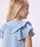 Blusa a maniche corte in cotone tinta unita bambina blu BLEU CLAIR