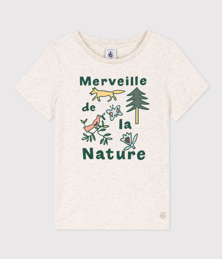 T-shirt a maniche corte in cotone bambina beige