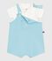 Completo nascita composto da salopette e body in cotone blu AQUATIC