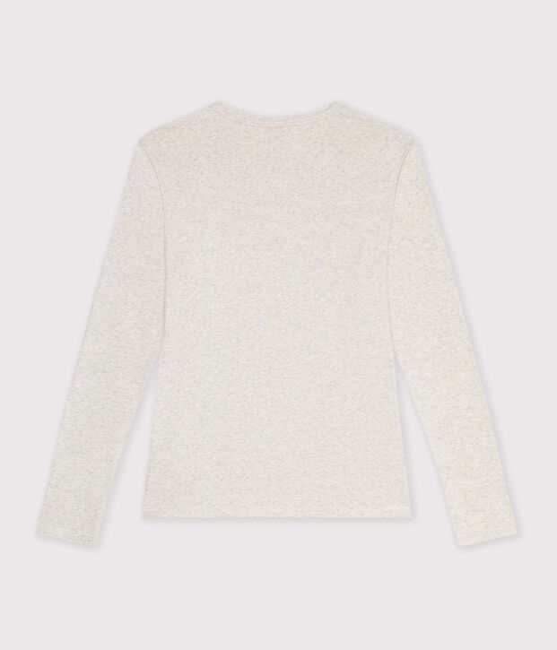 T-shirt a maniche lunghe in cotone con finiture a punto cocotte donna MONTELIMAR CHINE