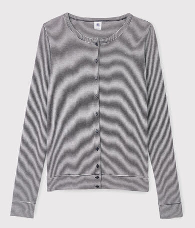 Cardigan iconico in cotone a righe Donna