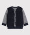 Cardigan reversibile bebè maschio blu SMOKING/bianco MARSHMALLOW