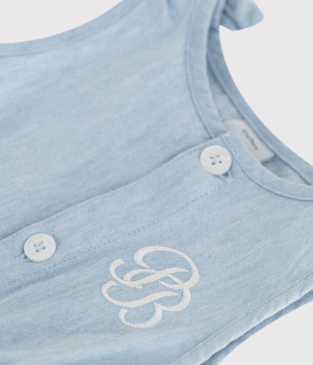 Tutina corta in chambray neonata blu