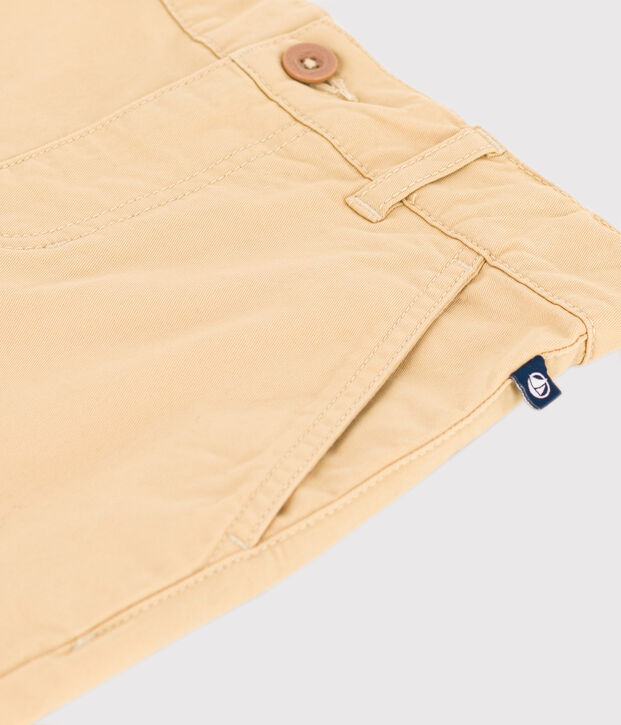 Bermuda bambino in tela di cotone a righe beige
