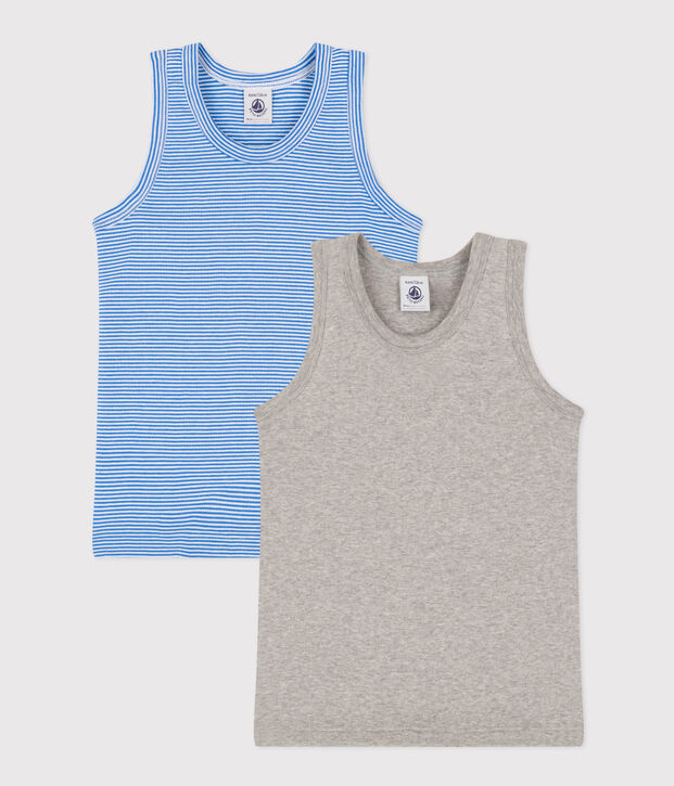Confezione da 2 canottiere bambino essenziali in cotone multicolore