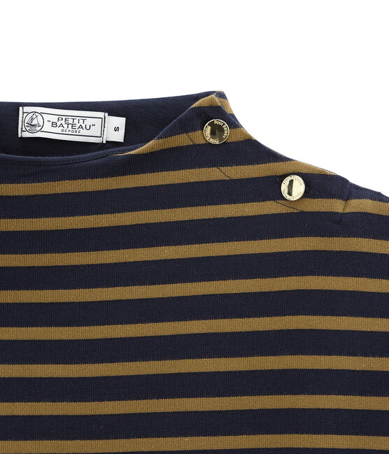 abito rigato a maniche corte in jersey pesante donna blu SMOKING/marrone BRINDILLE