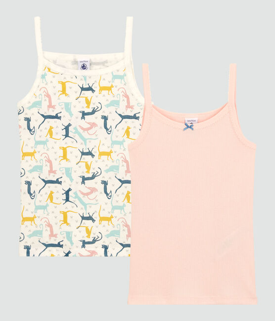Confezione di 2 canottiere con spalline bambina in cotone e Lyocell variante 1