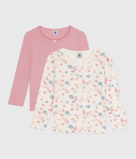Set di T-shirt a maniche lunghe in cotone a fiori bambina variante 1