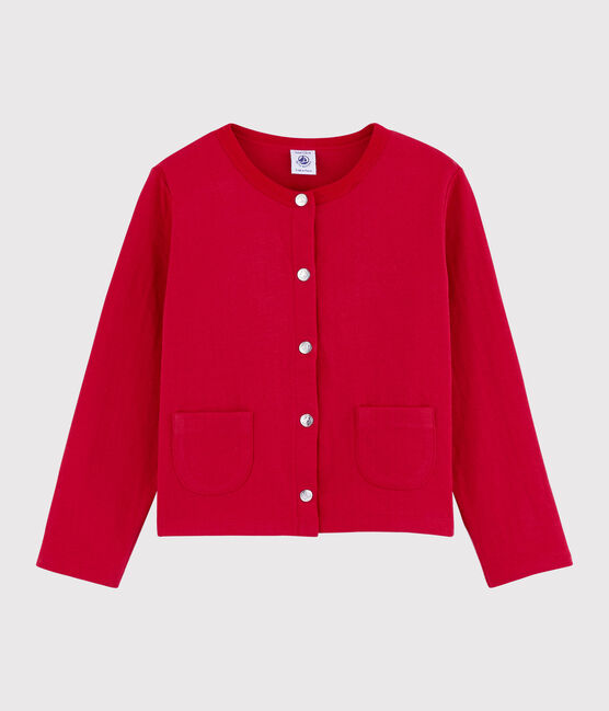 Cardigan in tubique bambina rosso TERKUIT