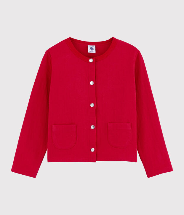Cardigan in tubique bambina rosso