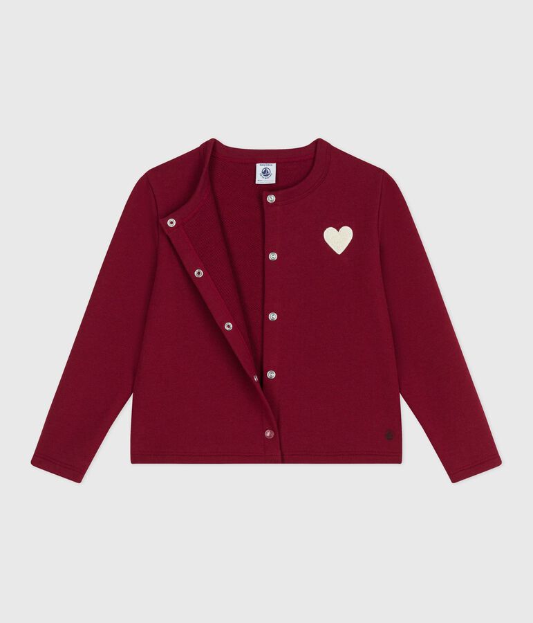 Cardigan in molleton bambina rosso