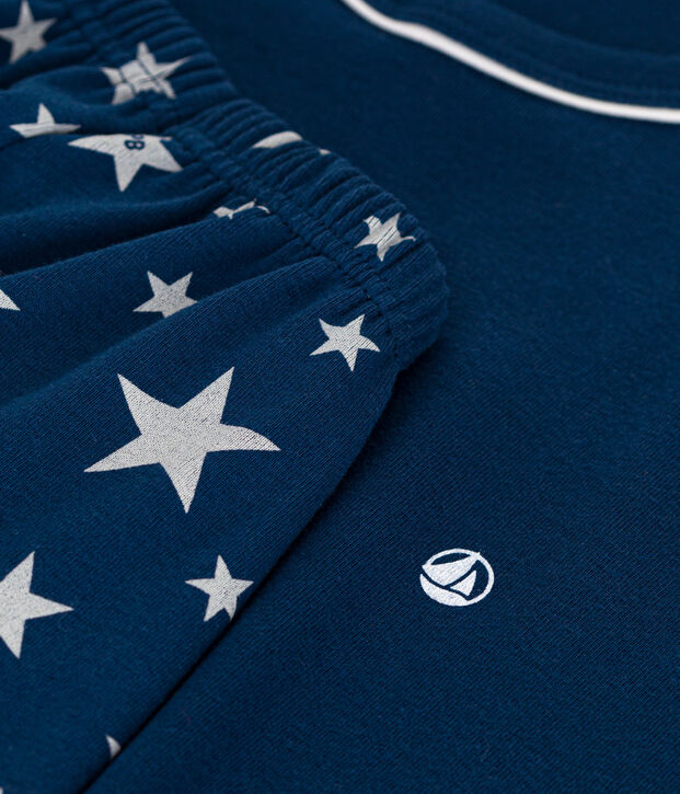 Pigiama short in cotone junior blu/bianco