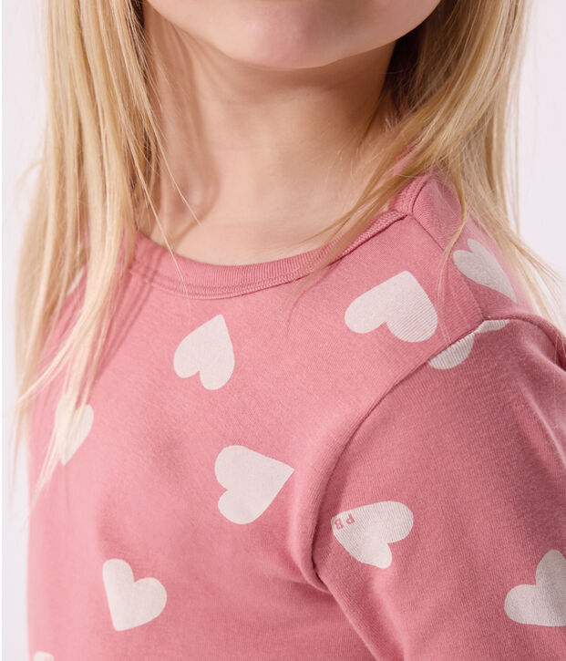 Pigiama in cotone con motivo stampato a cuori bambino rosa/bianco