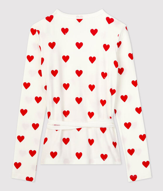 Cardigan scaldacuore in cotone Donna bianco MARSHMALLOW/rosso TERKUIT