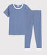 Pigiama millerighe blu bambino in cotone