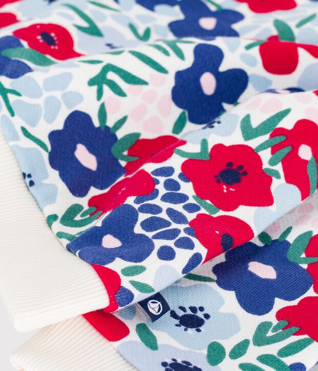 Felpa in cotone con stampa a fiori neonato bianco/multicolore