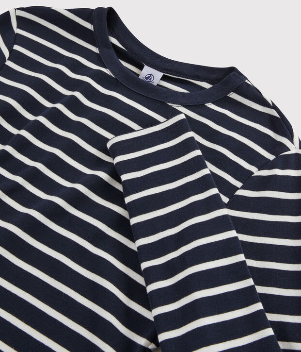 T-shirt iconica scollo rotondo Donna blu/bianco