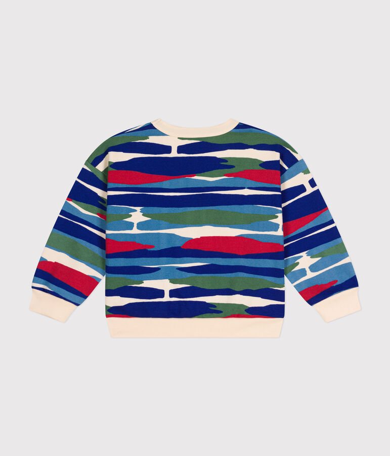 Maglia in tessuto felpato bambino ecru/rosso