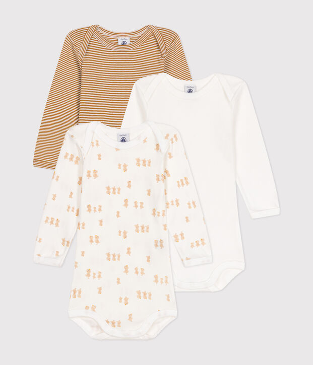Set di 3 body a maniche lunghe in cotone a pulcini neonato multicolore