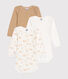Set di 3 body a maniche lunghe in cotone a pulcini neonato