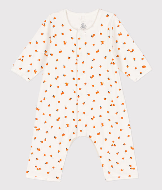 Bodyjama stampato in cotone bianco MARSHMALLOW/ ORANGE