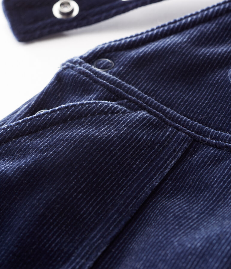 Salopette lunga maschietto in maglia di velluto a costine blu SMOKING