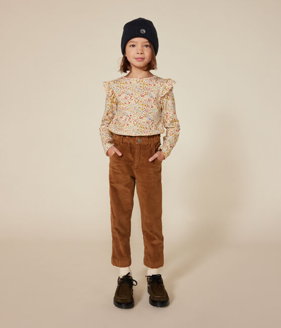 T-shirt a maniche lunghe in tessuto a costine bambina bianco AVALANCHE/ MULTICO