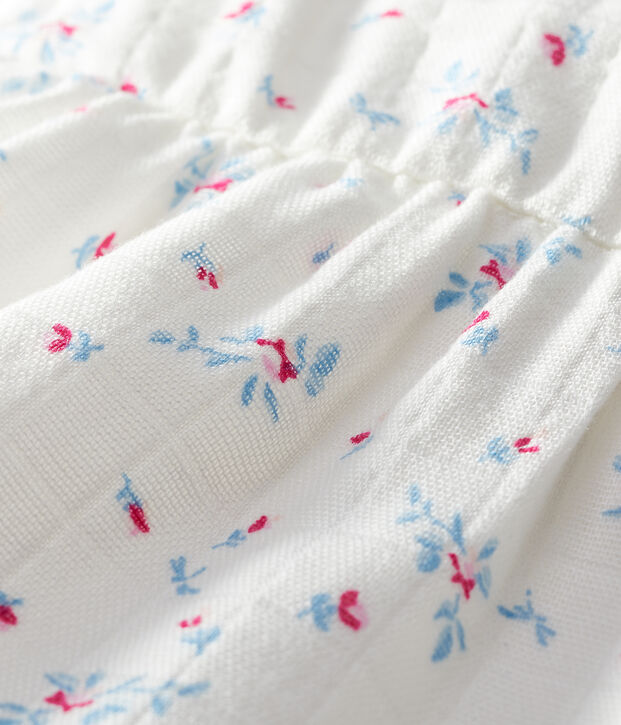 Tutina corta beb&egrave; femmina a costine bianco/multicolore