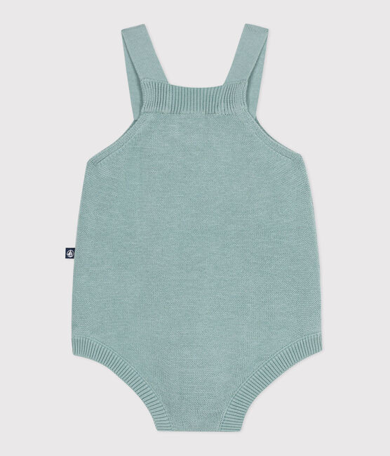 Pagliaccetto neonato in maglia a punto legaccio con spalline verde PAUL