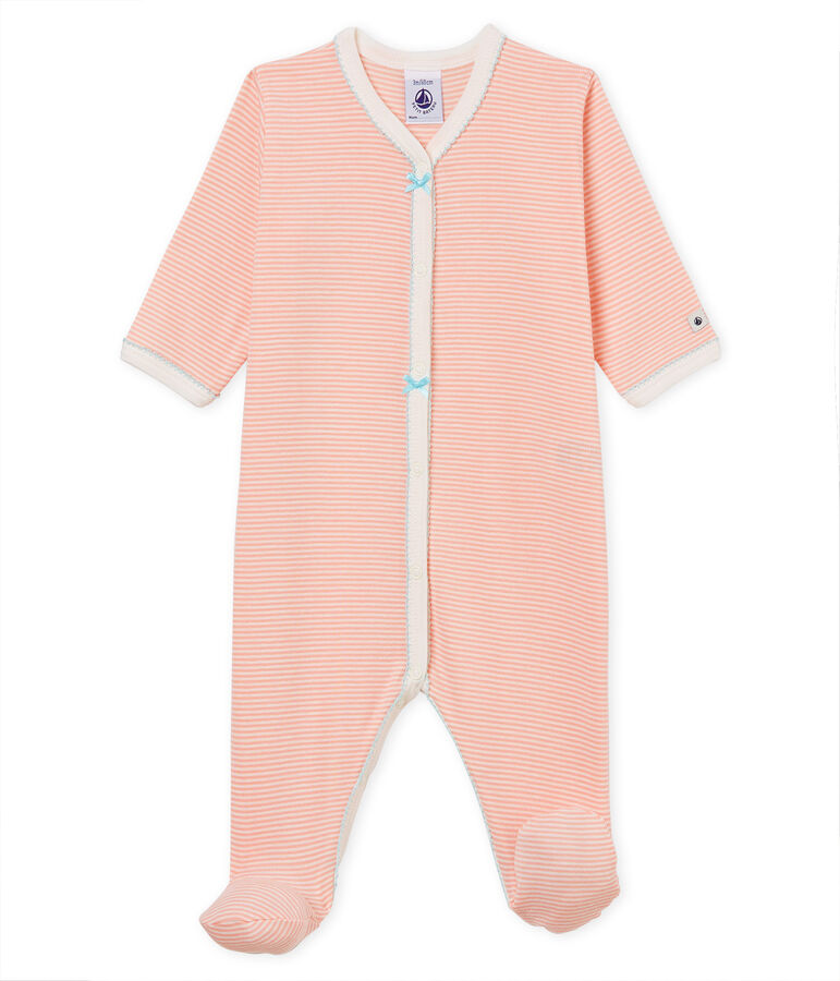 Tutina pigiama bambina a costine rosa ROSAKO/bianco MARSHMALLOW