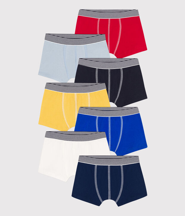 Confezione da 7 boxer a tinta unita in cotone bambino multicolore