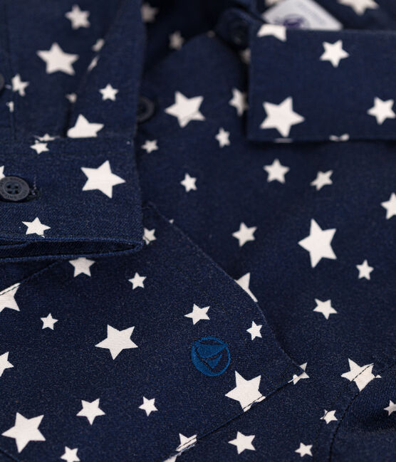 Camicia in flanella bambino blu MEDIEVAL/bianco MARSHMALLOW