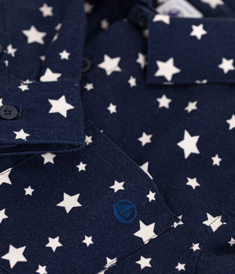 Camicia in flanella bambino blu/bianco