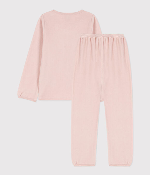 Pigiama bambina in ciniglia rosa